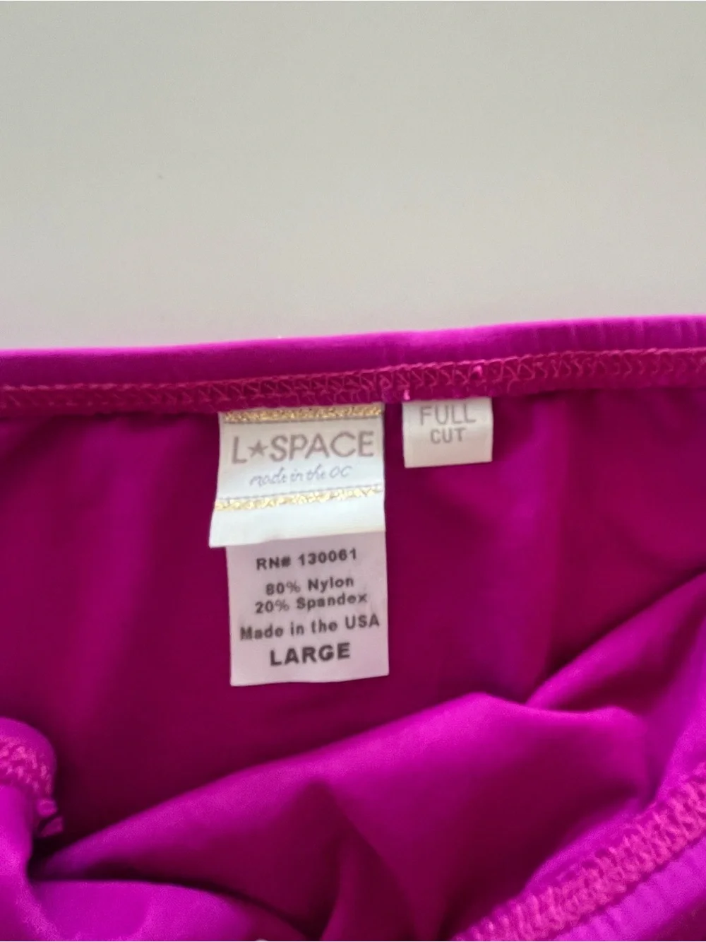 L*Space Solid Magenta Berry Ruched Side Full Cut Bikini Bottoms Size Large